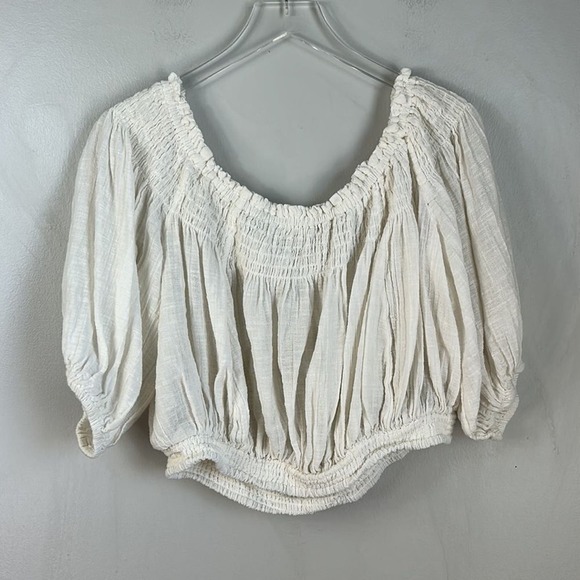 FREE PEOPLE Dancing Till Dawn Off-the-Shoulder Cropped Top, Medium - Picture 7 of 8
